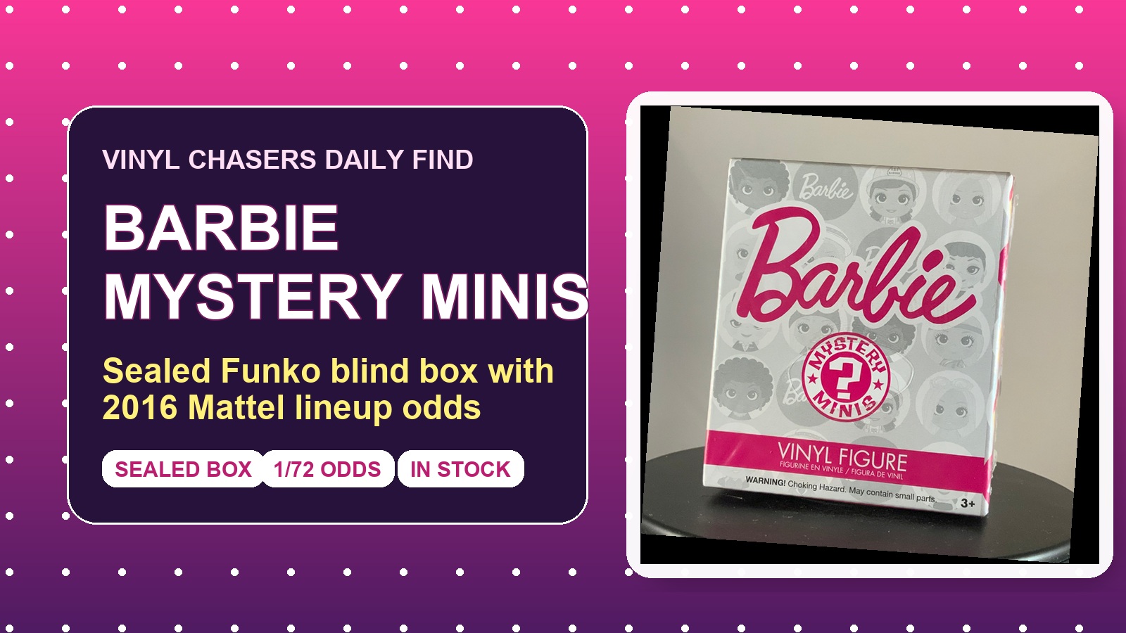 Barbie Mystery Minis Sealed Blind Box: 2016 Funko Collector Find with Rare 1-in-72 Odds