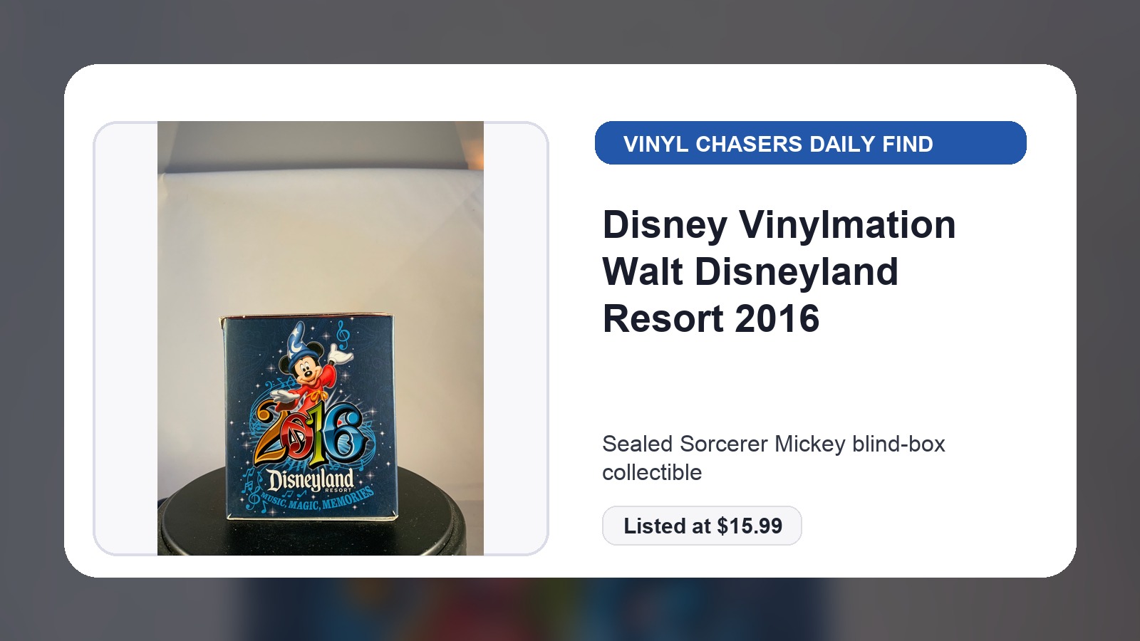 Disney Vinylmation Walt Disneyland Resort 2016: Sorcerer Mickey Blind Box Daily Find