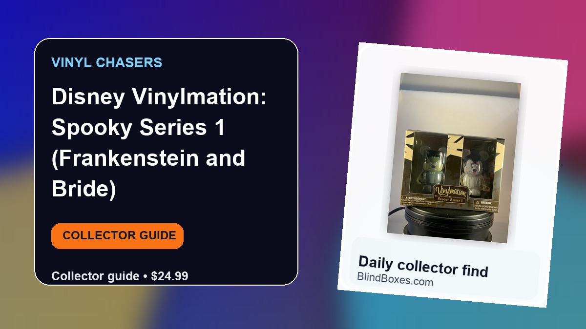 Collector guide artwork for Disney Vinylmation: Spooky Series 1 (Frankenstein and Bride)